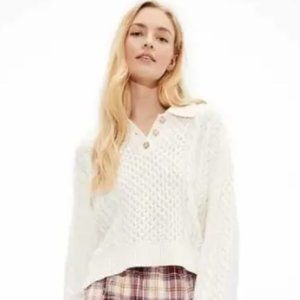 AE Cable Knit Polo Sweater